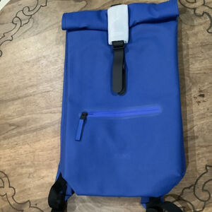 RAINS Rolltop Rucksack Backpack Wav Blue Waterproof 19”x12.6” x 4.3” NWT $140.